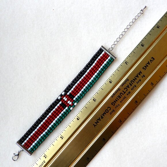 Kenya Kenyan flag bead keychain & bracelet, handmade, adjustable length - Picture 7 of 7